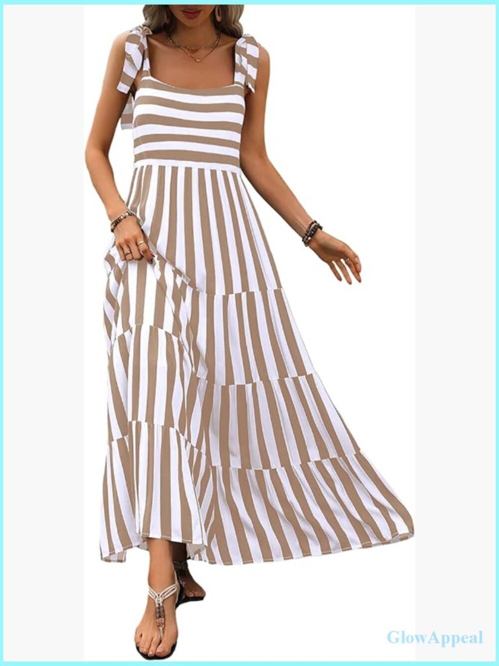 Sleeveless Spaghetti Strap Tiered Maxi Dress Flowy Beach Long Dress